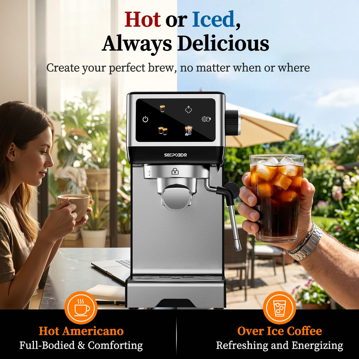 20 Bar Espresso Machine with Milk Frother, Cold Brew, Touch Screen