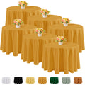 6 Pack Gold Round Tablecloths - 108 Inches in Diameter