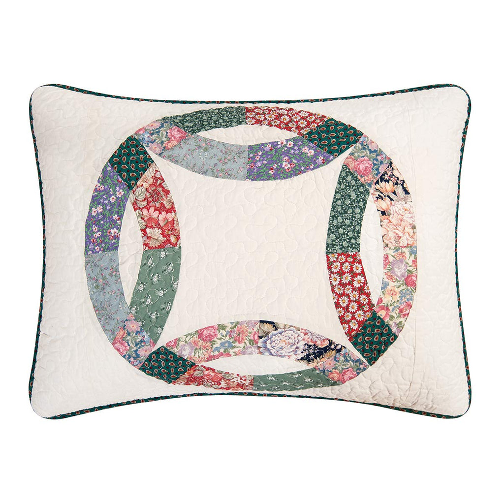 Heritage Double Wedding Ring Patchwork Cotton Blend Quilt Set
