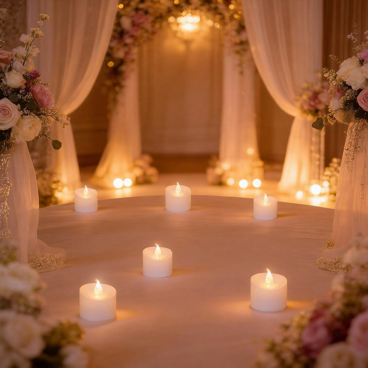 200 Pack Flickering LED Tea Lights, Last 100H+, Warm White Light