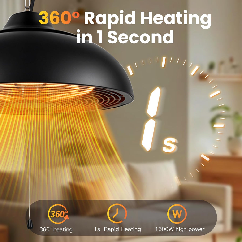 1500W Electric Hanging Patio Heater,Ceiling-Mounted Patio Heater