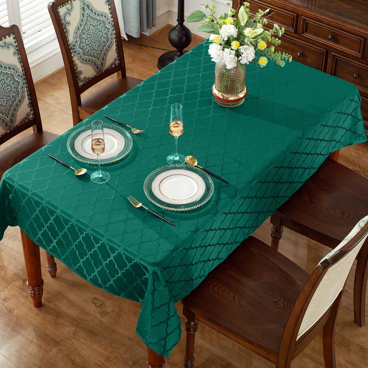 Christmas Rectangle Jacquard Tablecloth, Green, 60" x 120"