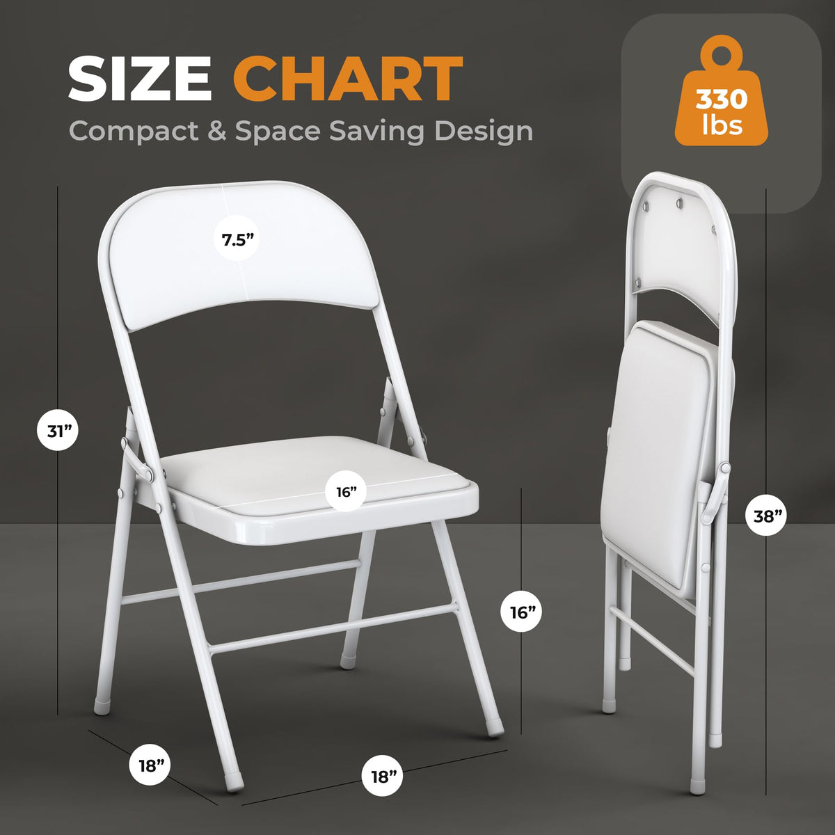 8 Pack Leather Chair | Foldable & Stackable | 350 lbs Capacity Steel Frame Seats for Indoor or Outdoor | Commercial