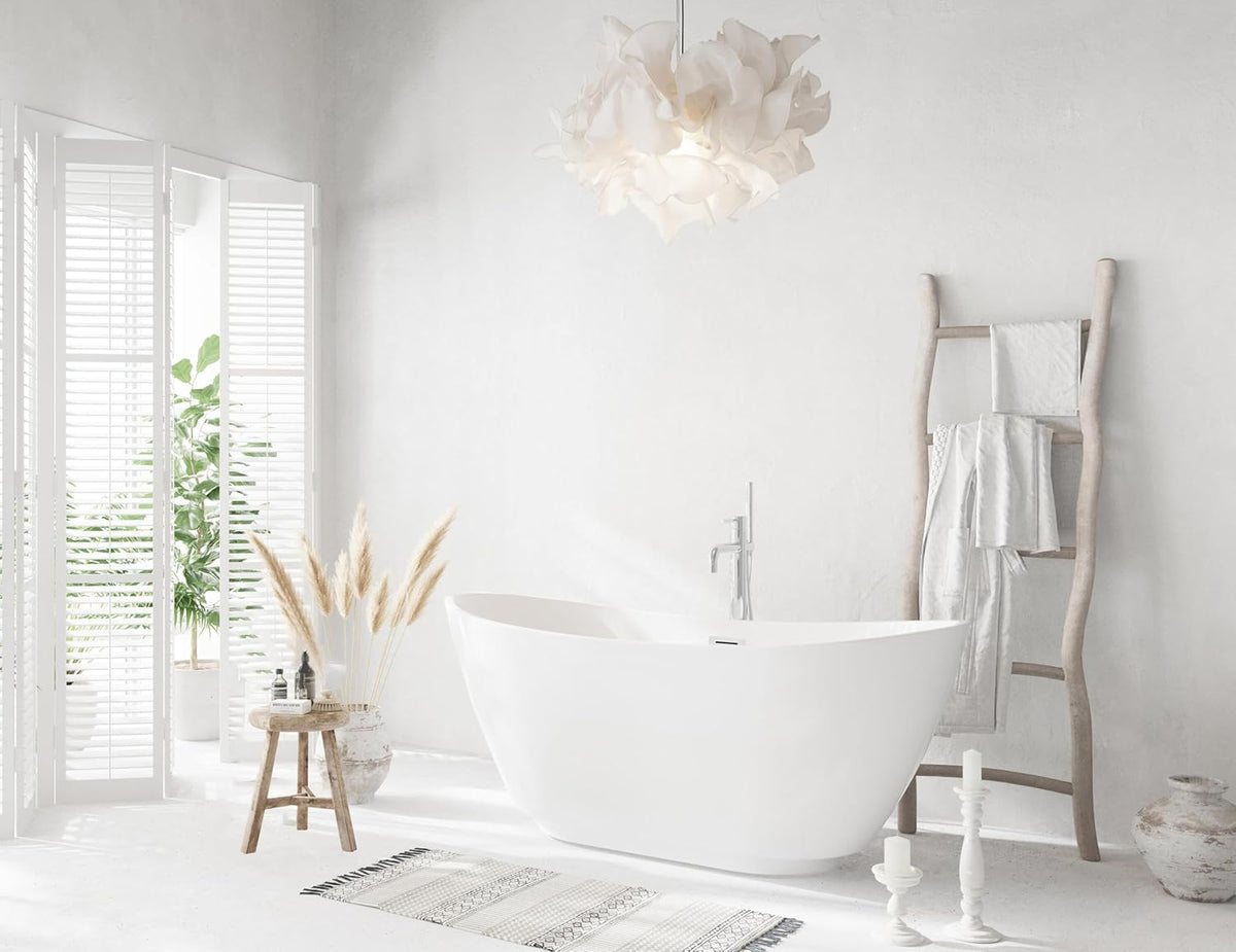 Elodie 67 Inch Soaking Bathtub, Modern Style, Glossy White