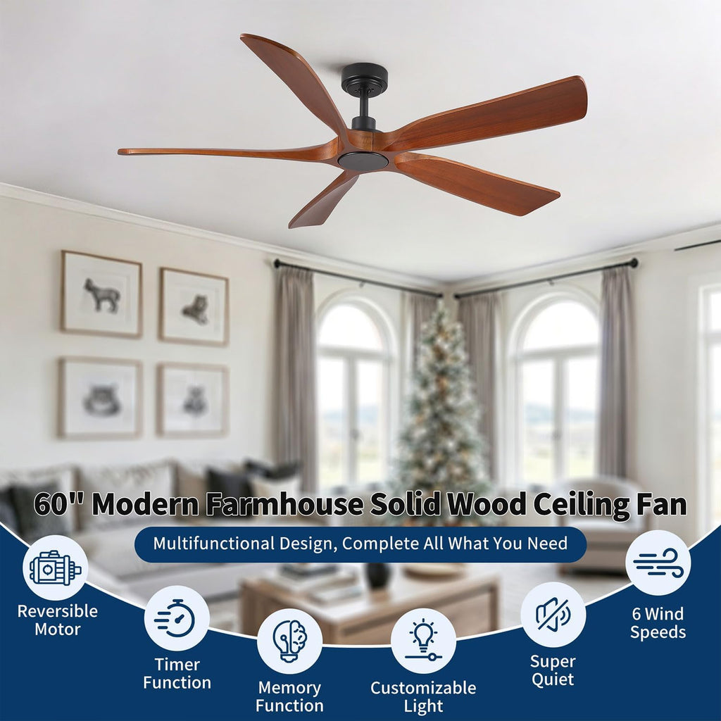 60" Indoor/Outdoor Ceiling Fan with Remote, No Light