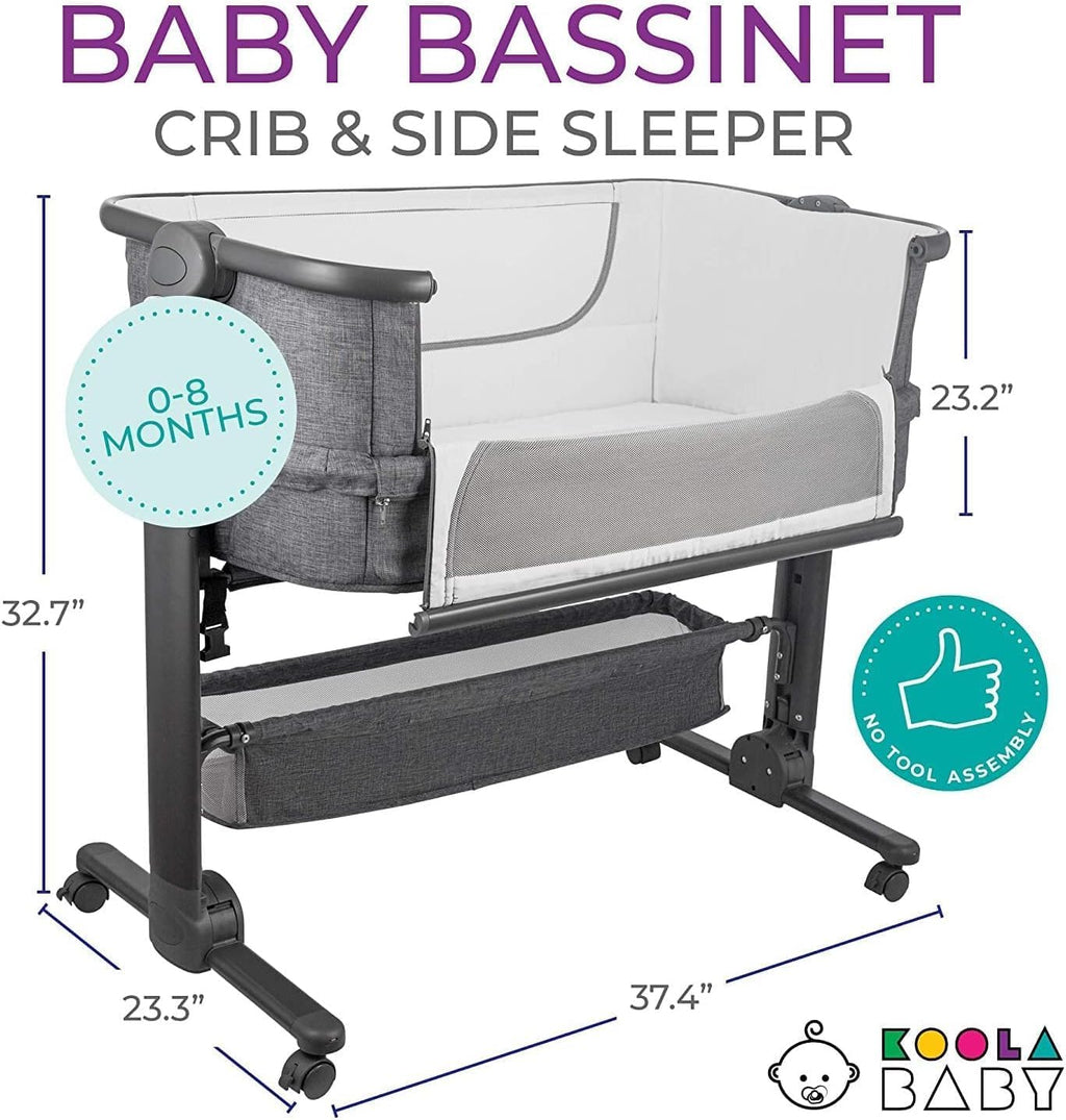 Bassinet, Bedside Sleeper for Baby, Easy Folding Portable Crib with Storage Basket for Newborn, Bedside Bassinet