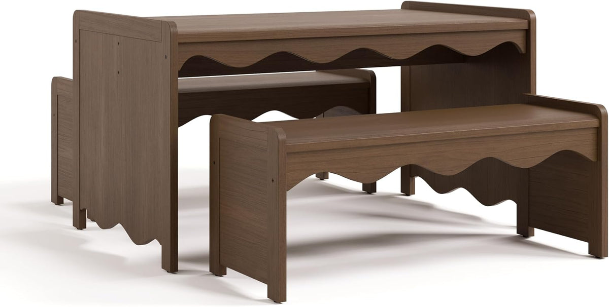 Casablanca Montessori Indoor Kids Table & Bench Set, Hazelnut