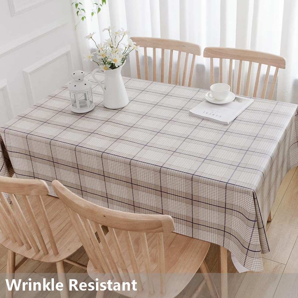 Heavy Duty Vinyl Table Cloth Dining Tables Wipe Clean PVC Tablecloth for Rectangle Table (54'' x 72'', Lattice-3)