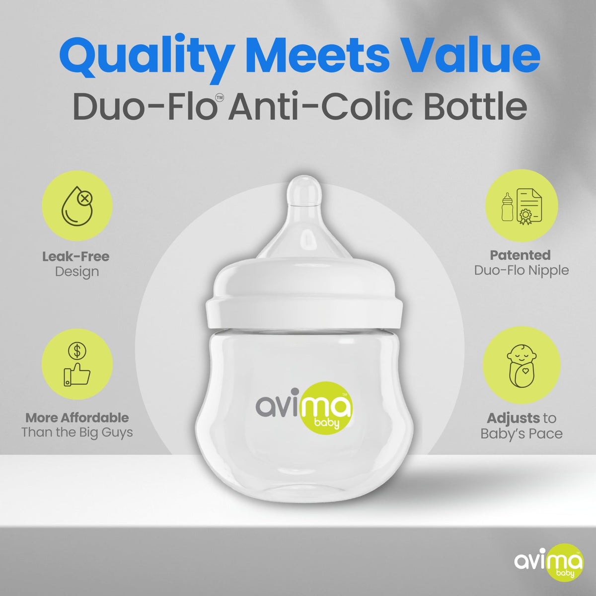 4 oz Anti Colic Baby Bottles with Slow Flow Nipples. 0-3M (Set of 6)