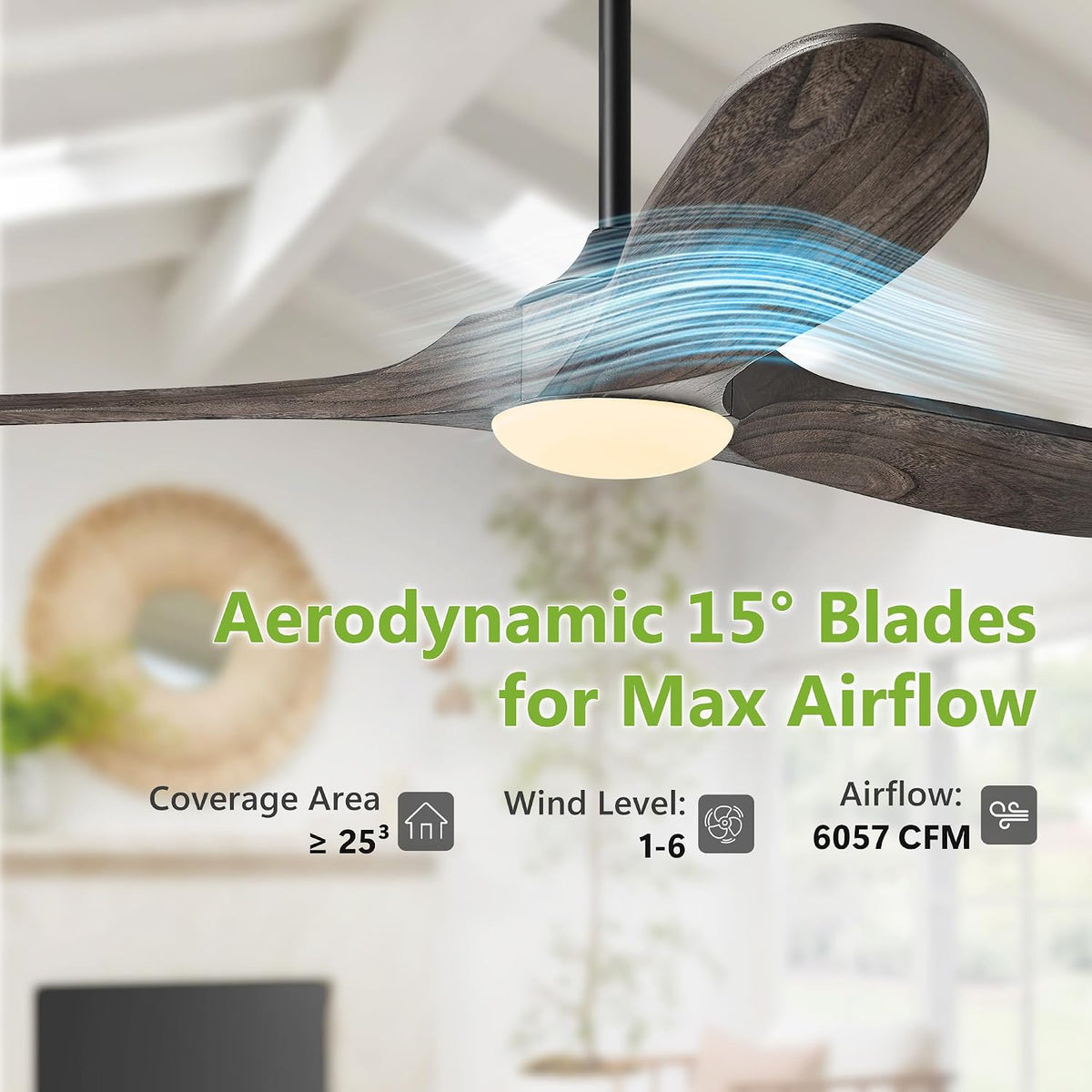 Inspired Maverick Style 60 Inch Outdoor Ceiling Fans with Lights, Propeller Solid Wood Ceiling Fans with Light and Remote Control for Outdoor Ceiling Fan with Light for Patio Farmhouse, DC ETL Listed, Deep Brown