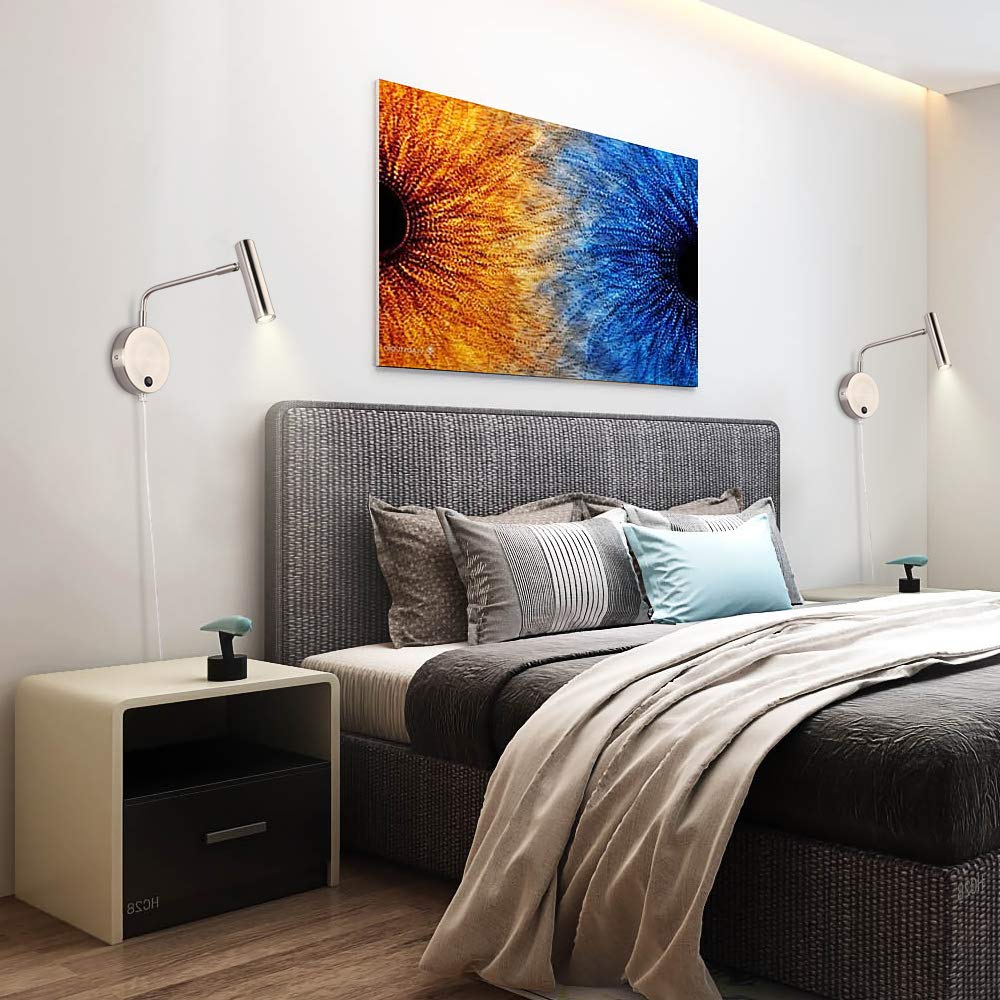 Wall Mounted Lamp, Sconce Light with Plug in Cords Wall Reading Light with Switch Bedroom Warm White