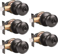 5 Pack Oil Rubbed Bronze Door Knobs Privacy Interior Door Knob with Lock Bedroom Bathroom Door Knobs Interior Door