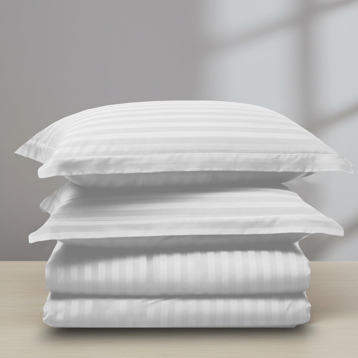 Luxury 3-Piece Striped Duvet Cover Set! - 1500 Premier Hotel Quality Silky-Soft Wrinkle Resistant Damask Stripe Duvet