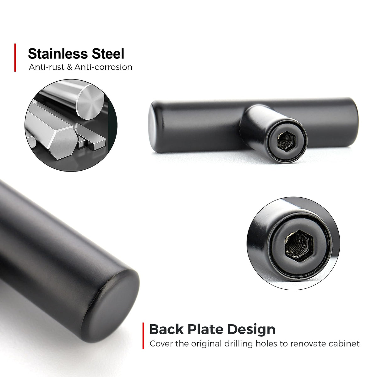 Matte Black Cabinet Pulls Drawer Pulls, Single Hole, 45 Pack