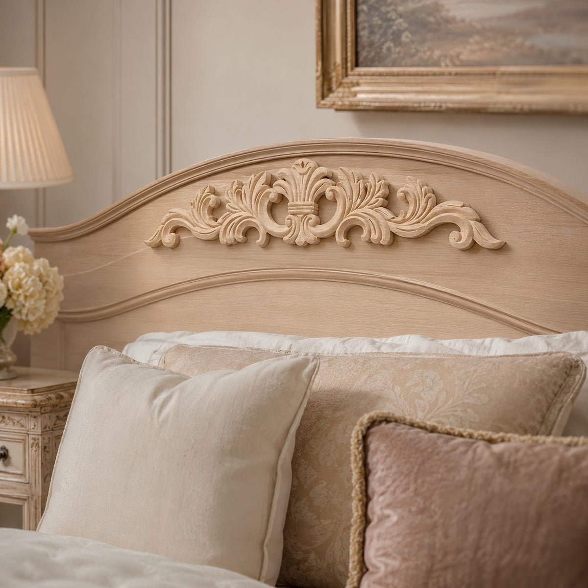 5pcs Unfinished Carved Wood Applique European French Onlay Trim Decorative Long Acanthus Leaf Medallion for Cabinet