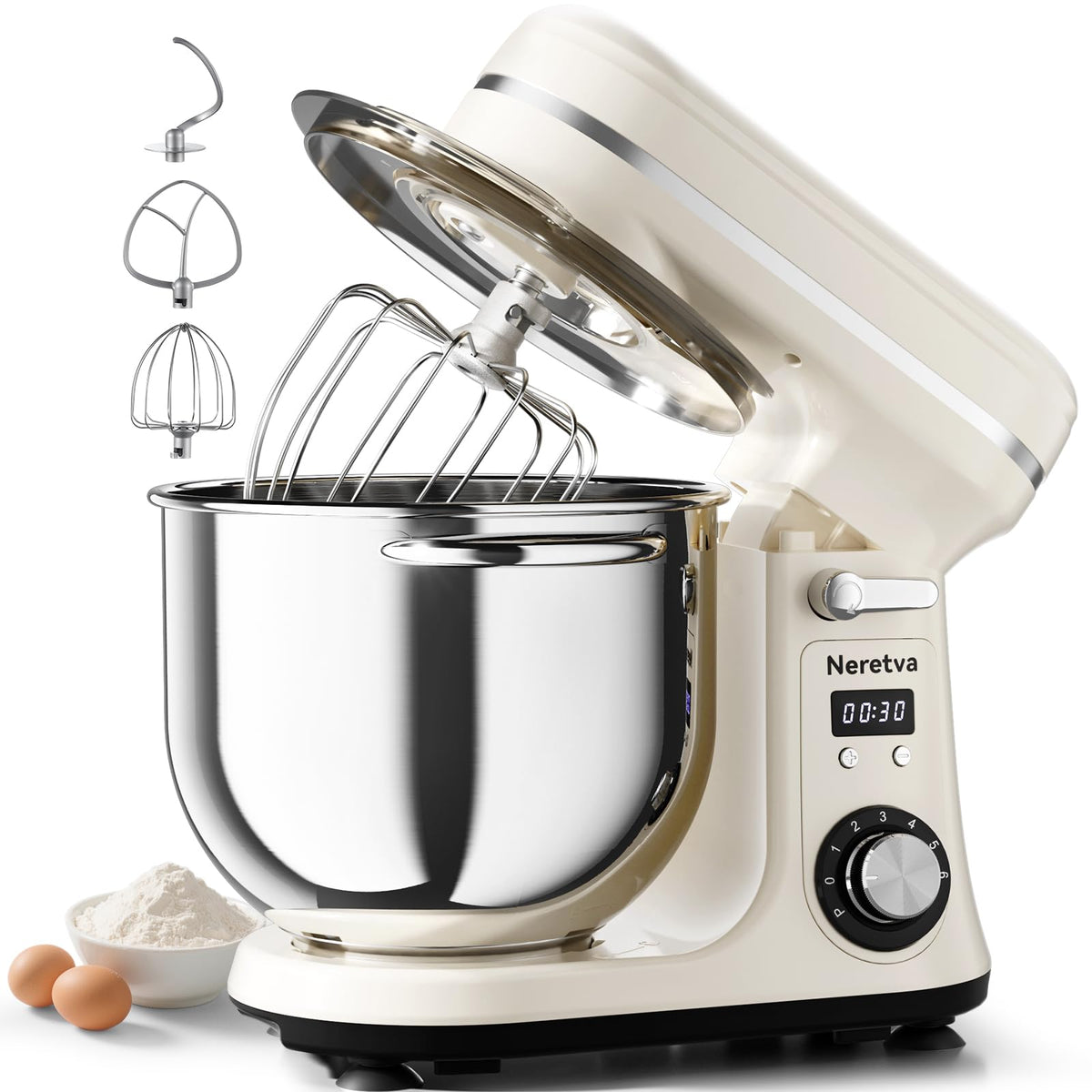Super Stable Stand Mixer with Low Noise Operation, 6.34 QT Capacity