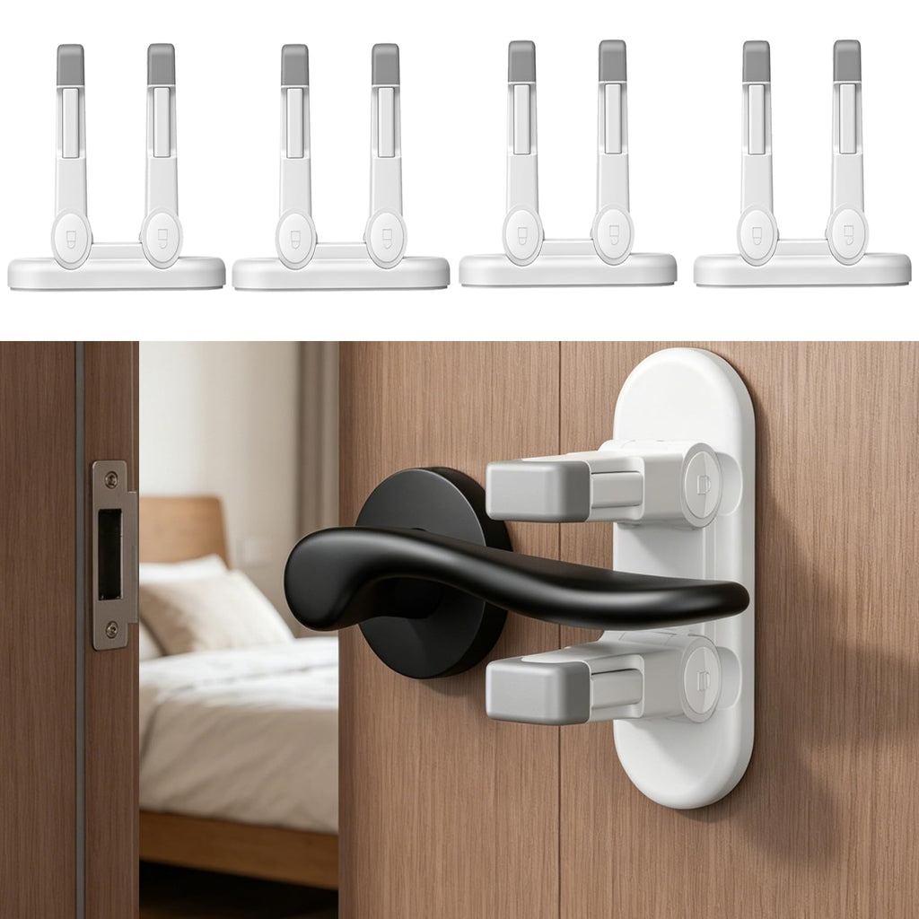 4 Pack Snap-On Door Handle Lever Locks, Child Safety Door Handle Stopper for Baby, Autism Kids-Dual Lock System, No
