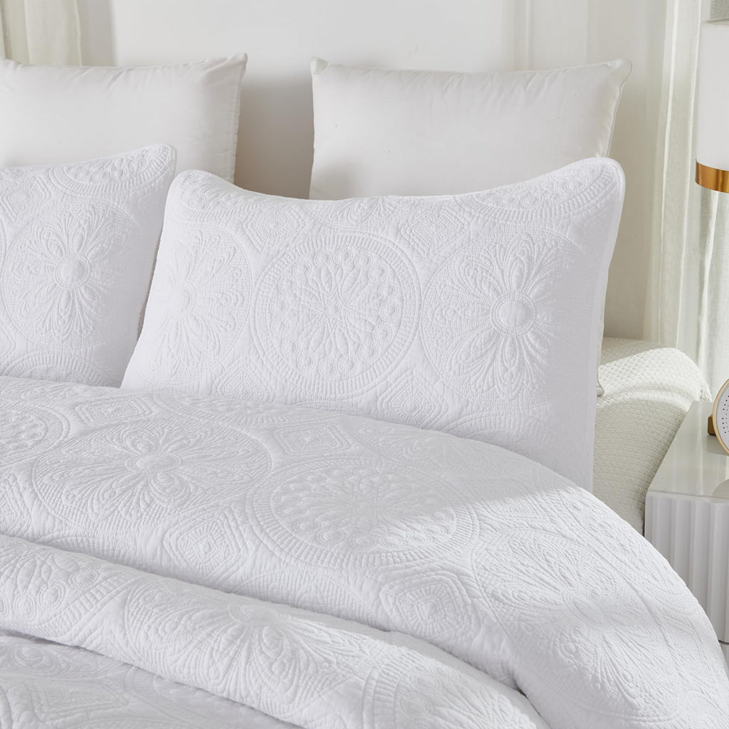Luxury Medallion Quilt Bedding Set Cotton Farmhouse Comforter Set Bedspread Matelasse Coverlet