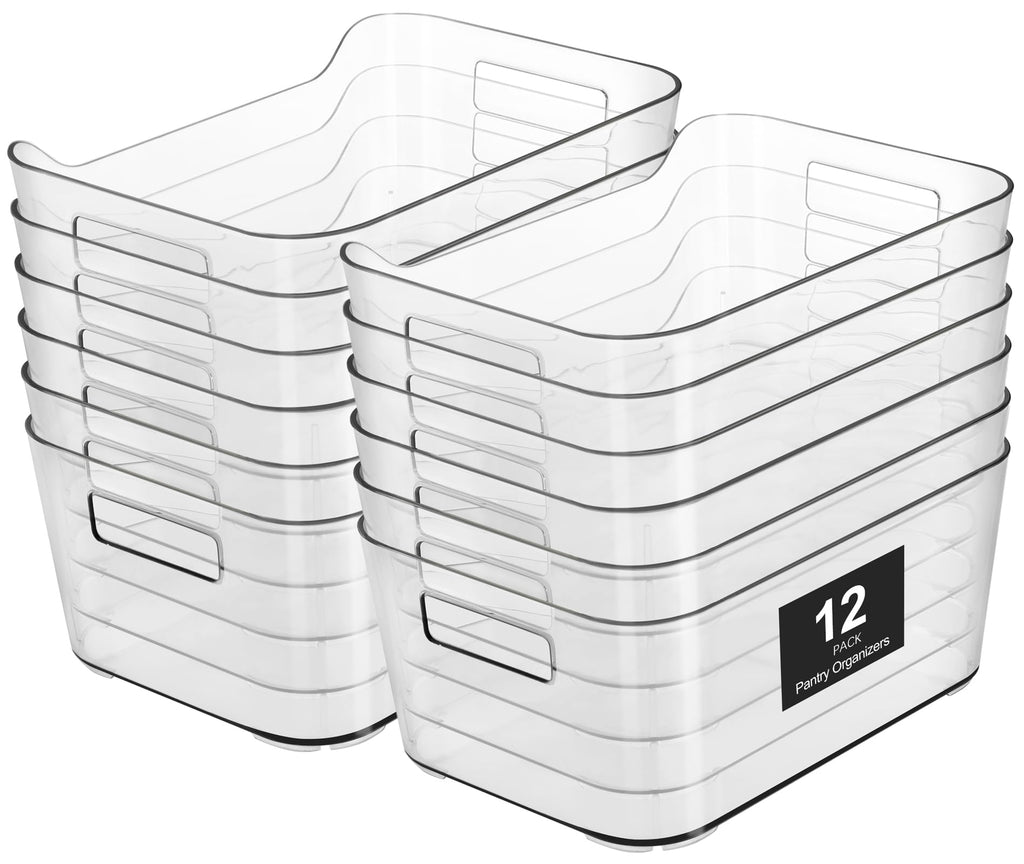 Pantry Organizers Storage, Clear Storage Organizer Bins 12 PACK