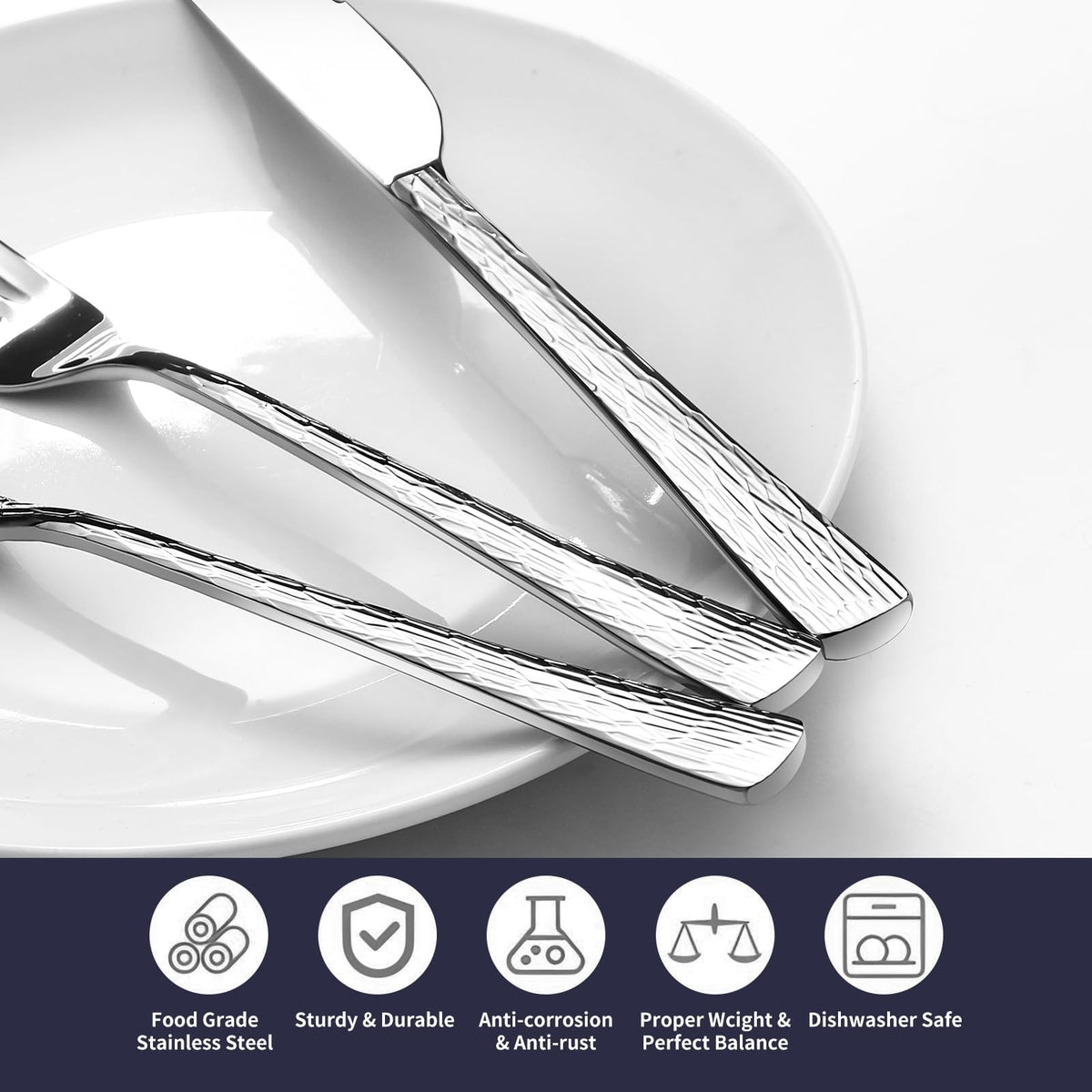 Silverware Set, 20-Piece Heavy-Duty Cutlery Set, 18/10 Stainless Steel Flatware Set for 4,Mirror-Polished Knife