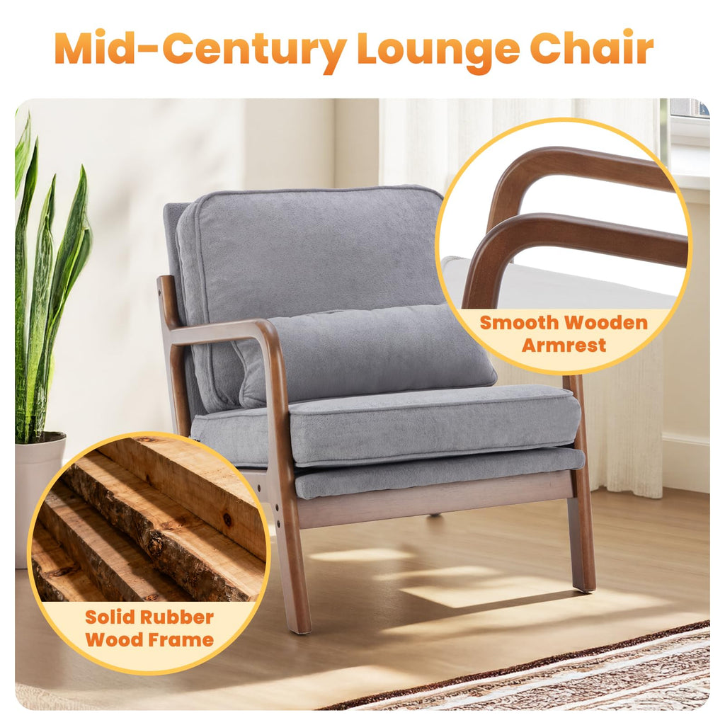 Mid Century Accent Chairs Set of 2, 16'' Seat Height Lounge Chair