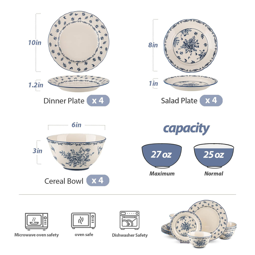 Ceramic Dinnerware Set, Series Western I(Vintage Cobalt Blue)