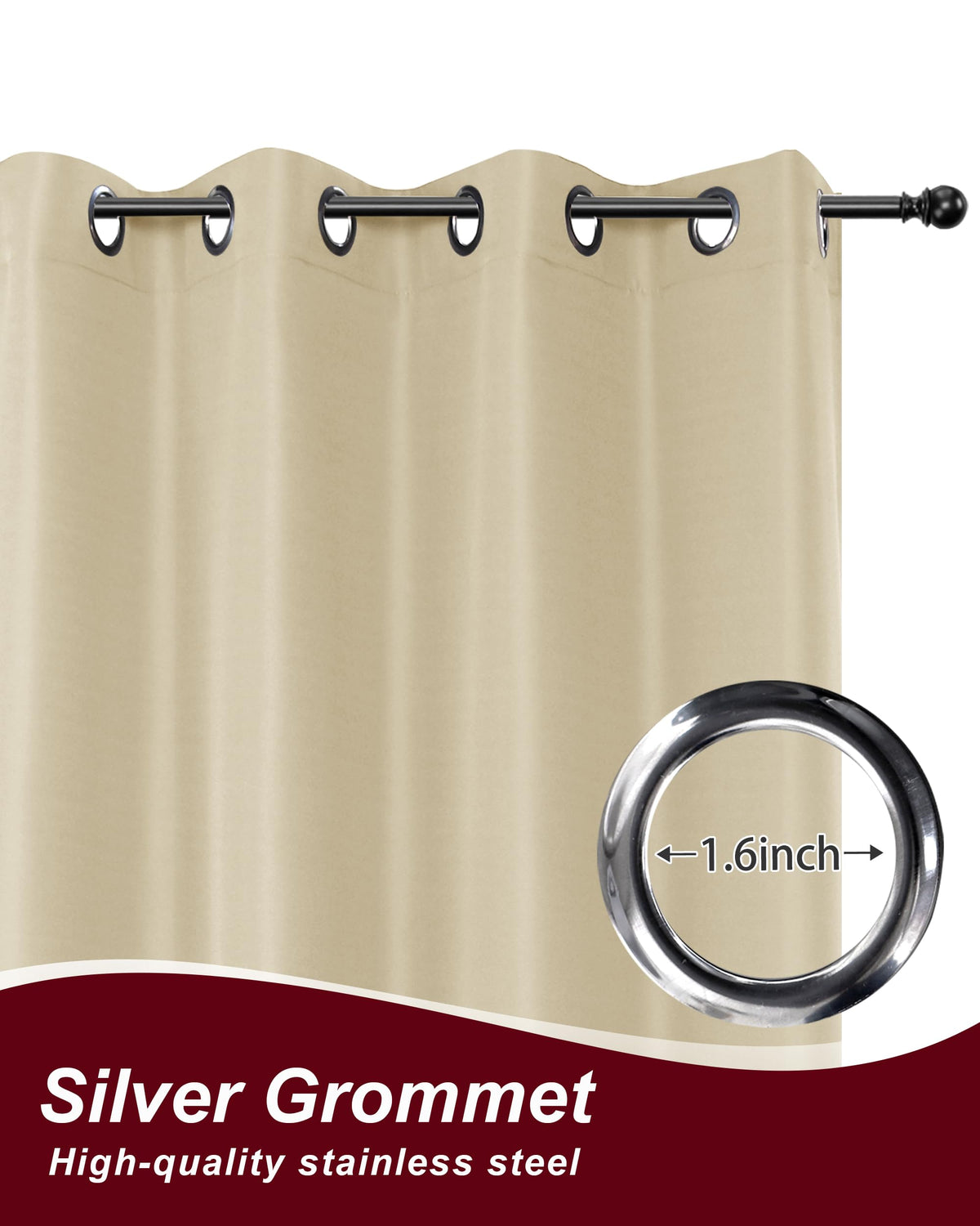 Grommet Outdoor Curtains Waterproof 8 Pcs 54x95 In Cream