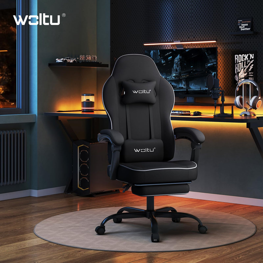 Gaming Chair, Large Ergonomic Padded Office Chair with Spring Cushion, High Load Capacity, Computer Chair with High