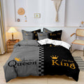 Lover Duvet Cover Set Advanced Gray & Black Couple Bedding 3D Digital Printed Duvet Cover King and Queen