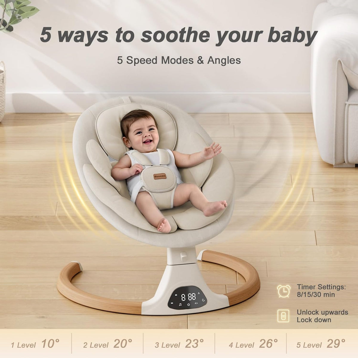 Baby Swings for Infants, Bluetooth Infant Swing with Music Speaker