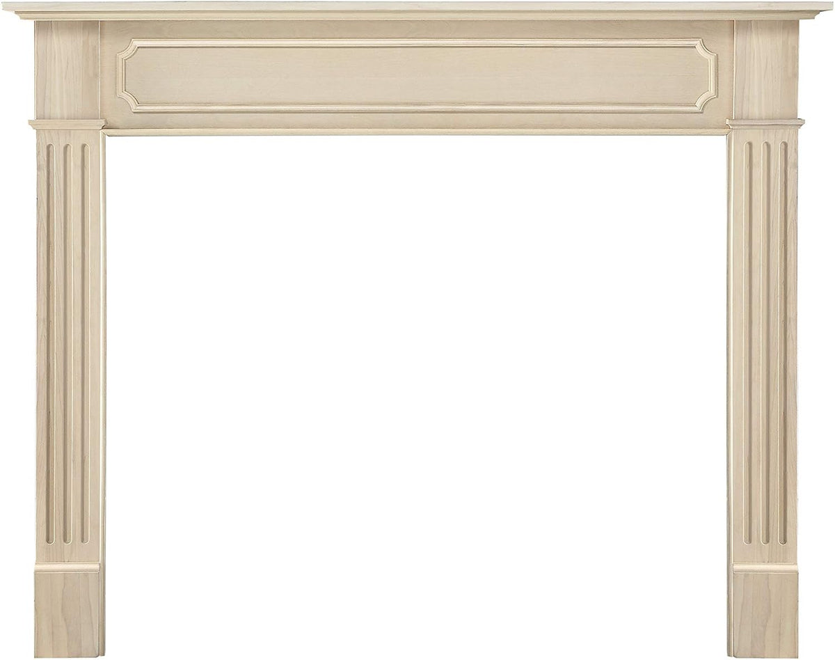 Easy Slim Profiled Transitional Styled Wood Mantel Surround, 50" W 42" H, Unfinished