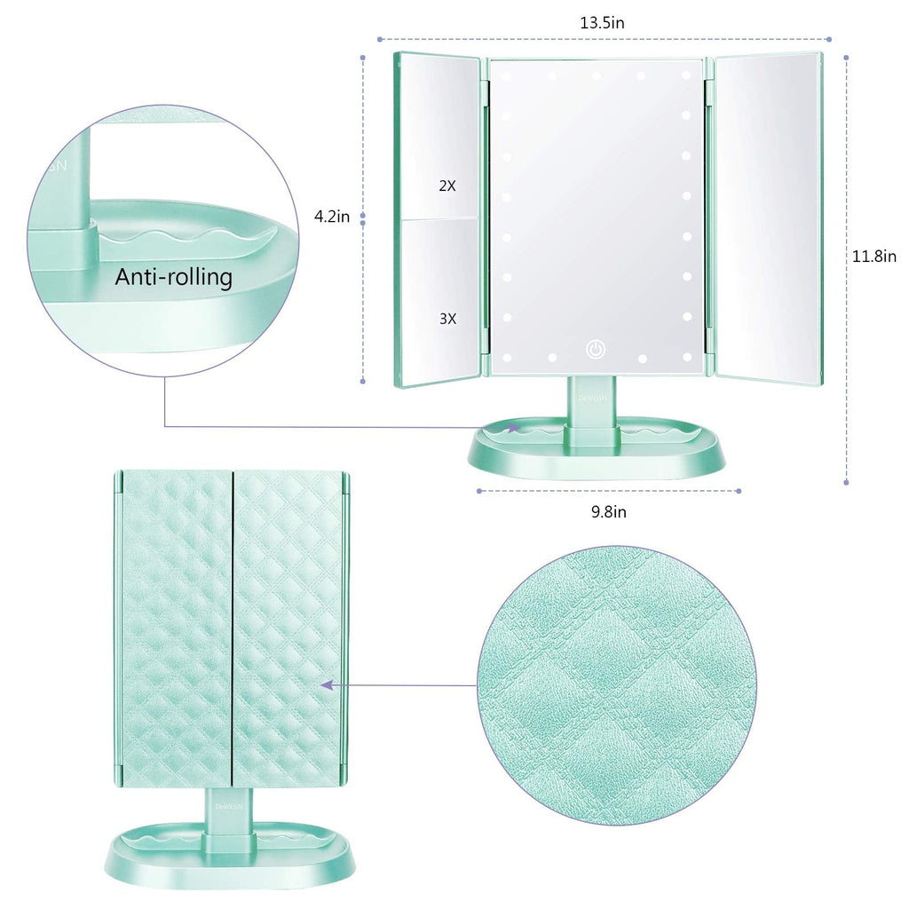 Trifold Lighted Vanity Makeup Mirror with 21 LED Lights