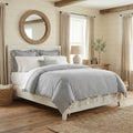 Farmhouse Ticking Gray Stripe Duvet Cover, 92" L x 108" W, Gray & Off White Comforter Cover, Soft, Comfortable
