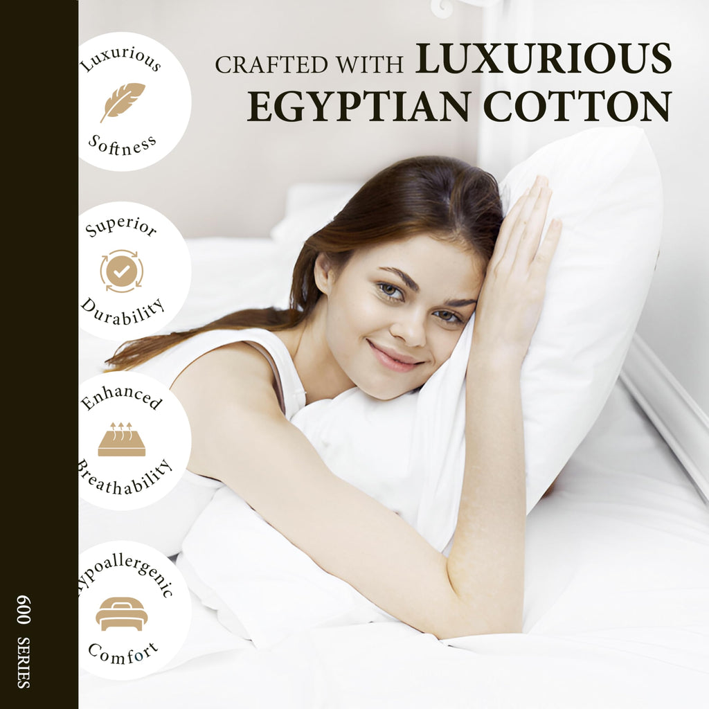 100% Egyptian Cotton Queen Size Sheet Set - 600 Series Refined Collection Sheets Set for Queen Size Bed (4 PC, Dark