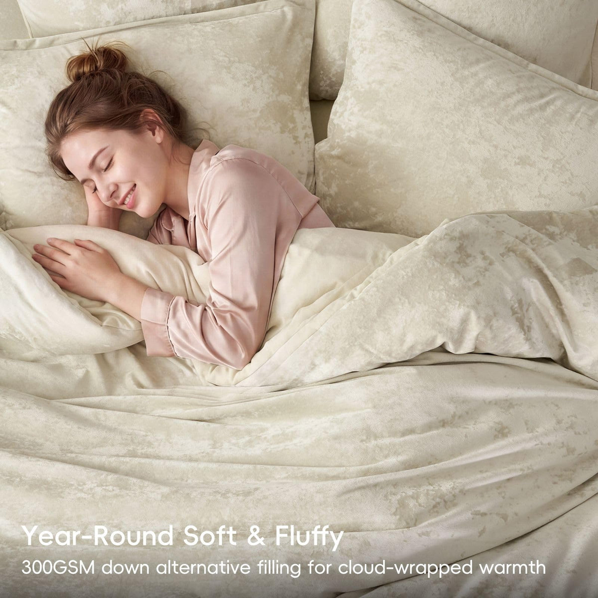 Crushed Velvet Comforter King Sand, 5-Pc Winter Set