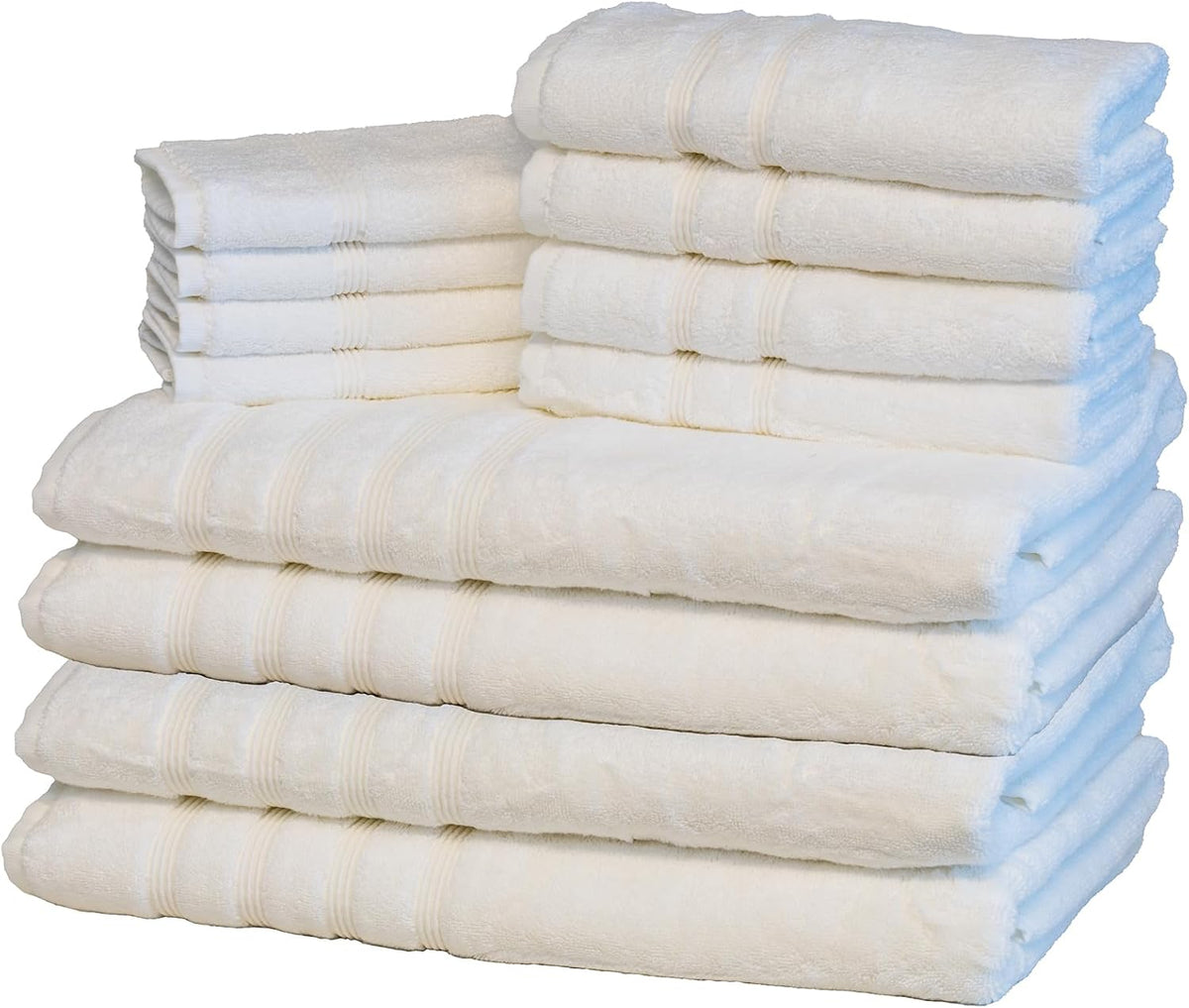 12 Piece Luxury Turkish Bath Sheet Set, 35 x 70 in, 700 GSM, White | 4 bath sheets, 4 hand towels and 4 washcloths