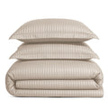& Stitch Queen Size Duvet Cover Set, 500 Thread Count Damask Stripe 3 Piece Full Size Duvet Insert Cover Set, 100%
