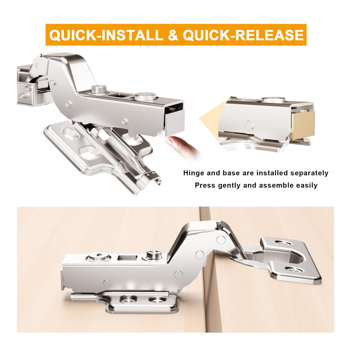 40Pcs Frameless Soft Close Inset Cabinet Hinges 50% Faster Install