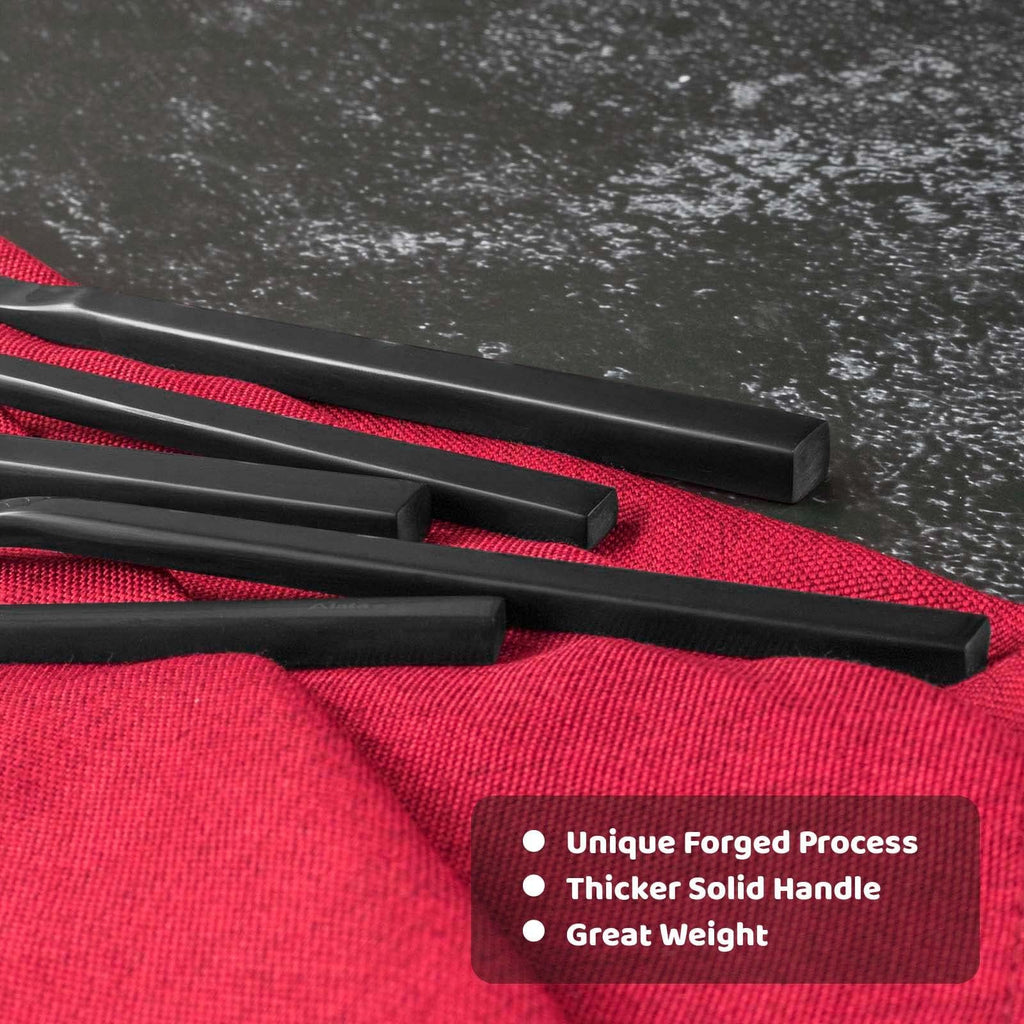 Cube Black 45-Piece Forged Stainless Steel Matte Flatware Set for 8