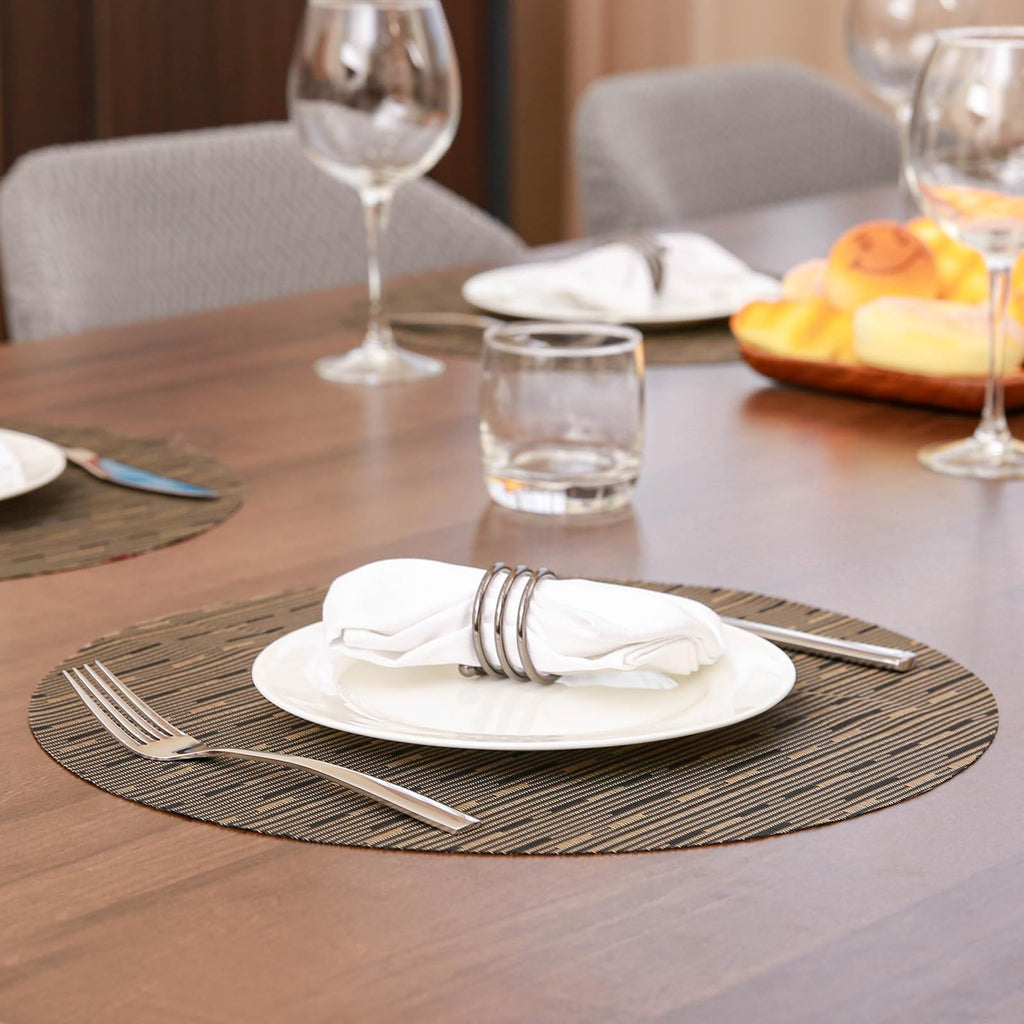 15 Inch Round Placemats Set of 6, Washable Vinyl Woven Place Mats