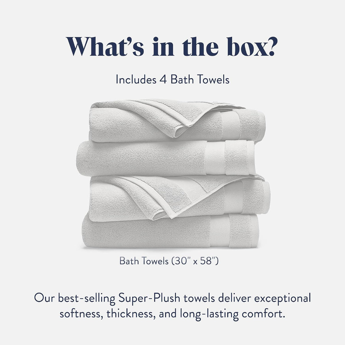 100% Turkish Cotton Bath Towels Spa-Quality Cotton - Set of 4, White