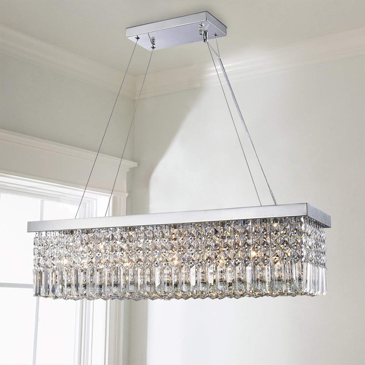 5-Light K9 Crystal Dining Room Chandelier, Modern Fixture for Tables and Foyers