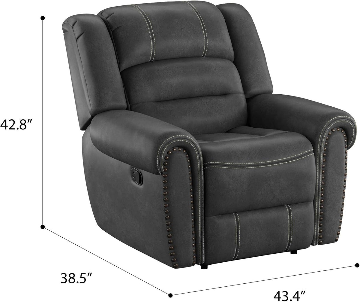 Mason Slate Gray Rocker Recliner with Contrast Stitching
