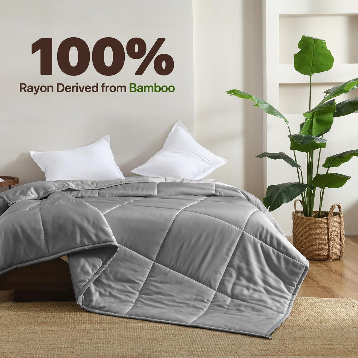 Lightweight Bamboo Viscose Quilt - Queen Cooling Blanket, 100% Rayon from Bamboo Shell with 200g Polyester Fill