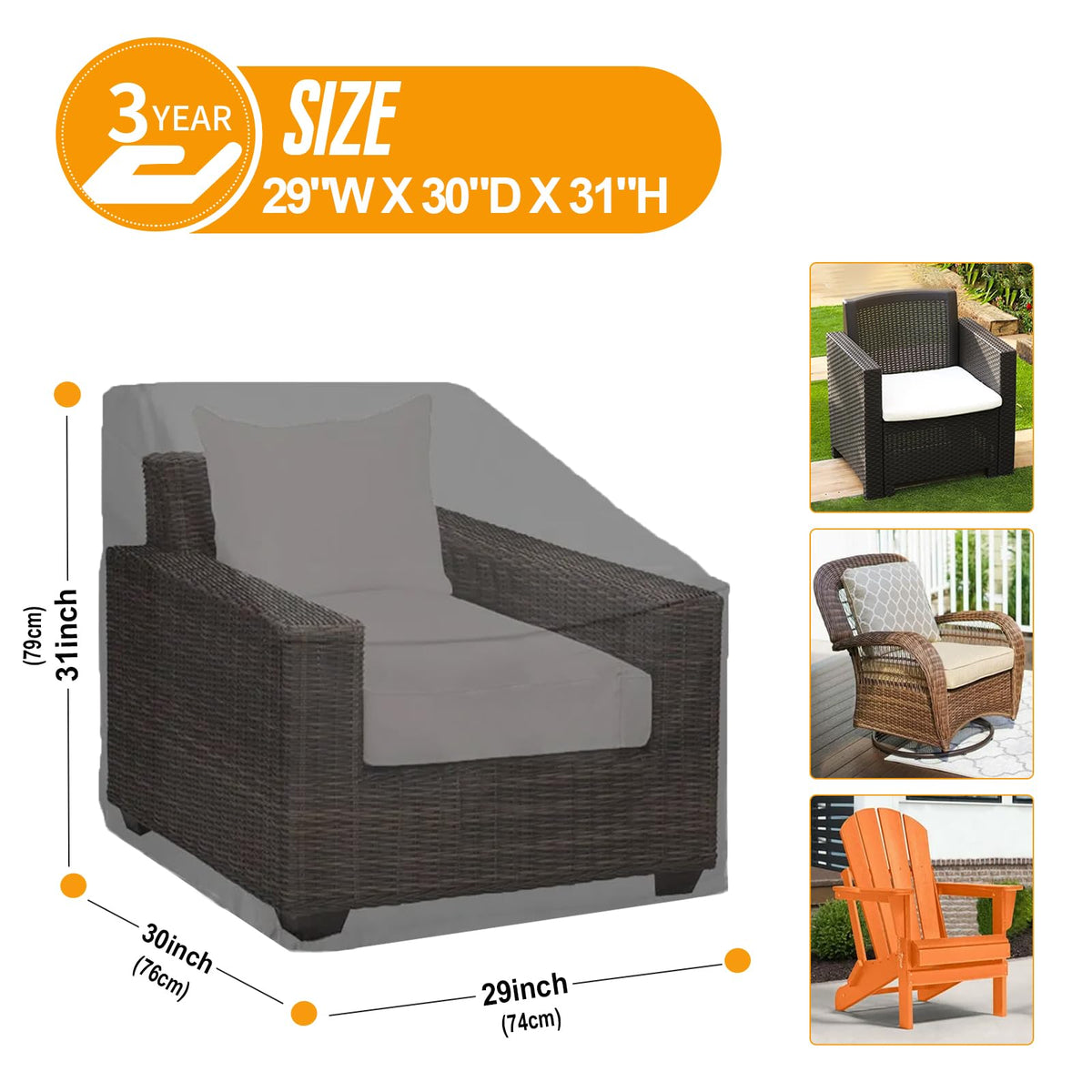 Waterproof Winter 2 Pack - Heavy Duty Lawn Outdoor Furniture Chair Covers with Anti UV and No Tears, No Fading