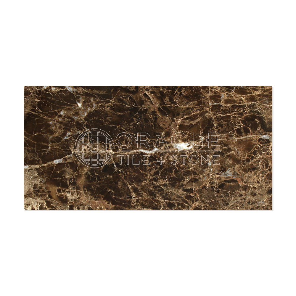 Emperador Dark Spanish Marble 6 X 12 Subway Field Tile, Brown, Polished, 1 Count, 2 Pieces