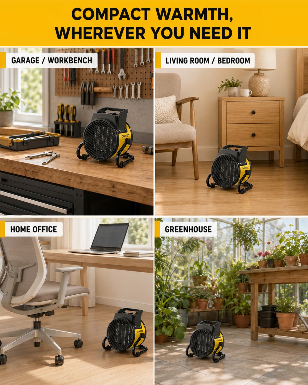 1500W Electric Space Heater for Indoor Use, Portable Ceramic Heater