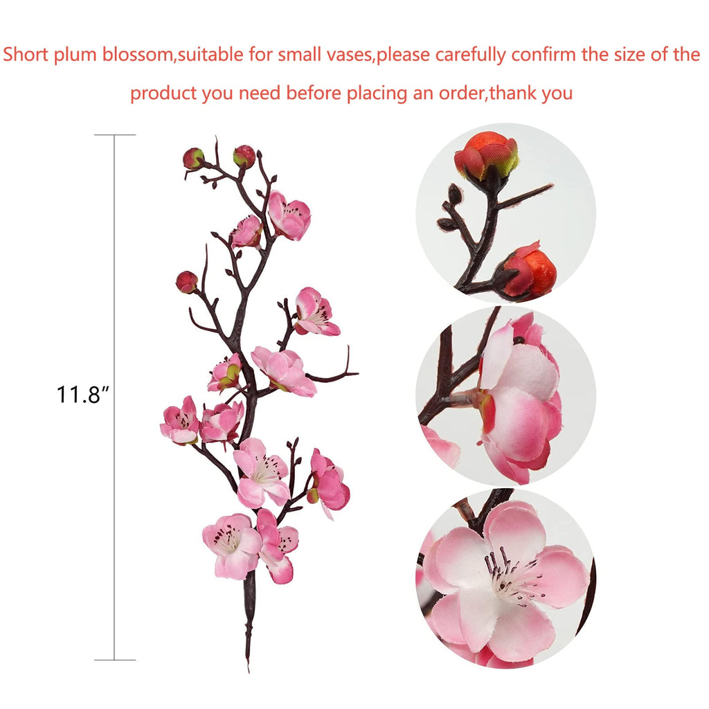 6 Pieces Artificial Pink Plum Blossom Faux Flowers for Decoration