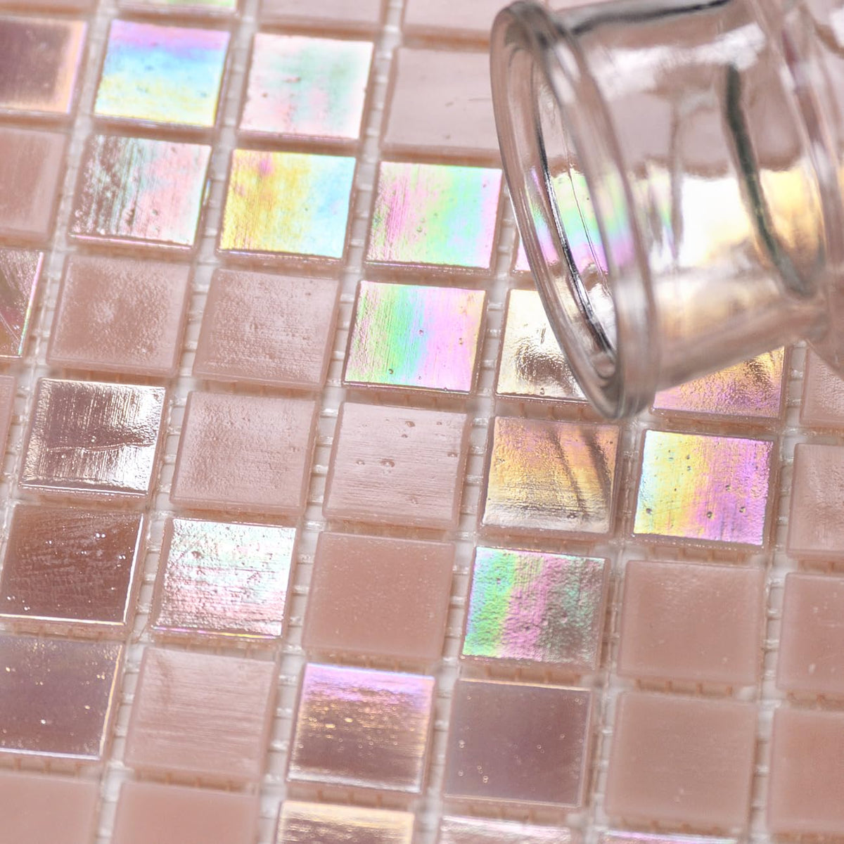 11.5sq.ft Pink Mosaic Glass Mosaic Tile , Pool, Backsplash