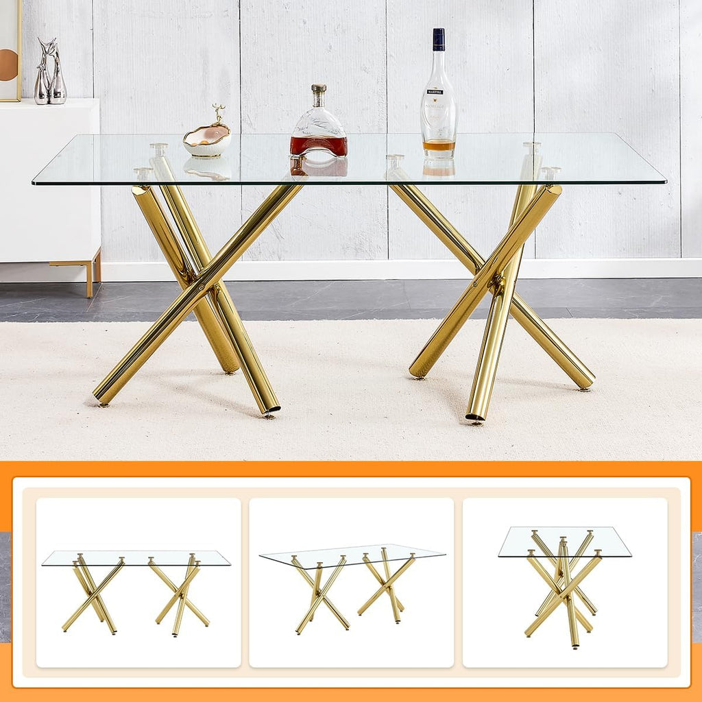 71" Glass Dining Table Set for 8, Dining Set Table and 8 Chairs
